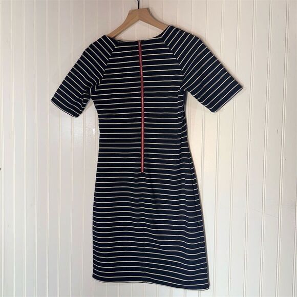 Miss Sixty Navy White Striped Dress Sz 6 Mod Retro Bodycon Mini ZipBack Nautical - Picture 6 of 6